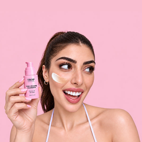 Trop colour-changing foundation on fair skin