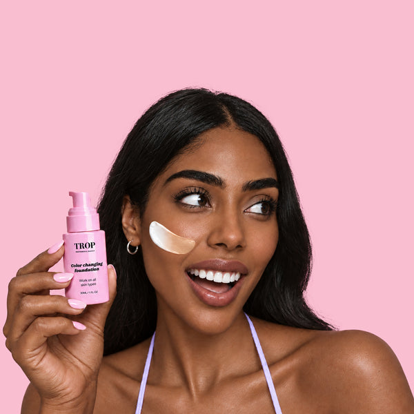 Trop colour-changing foundation on deep skin